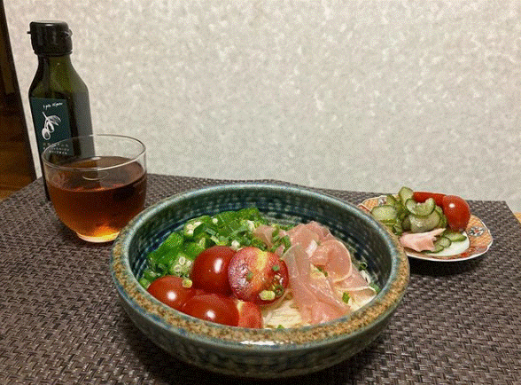 オリーブオイル×素麺